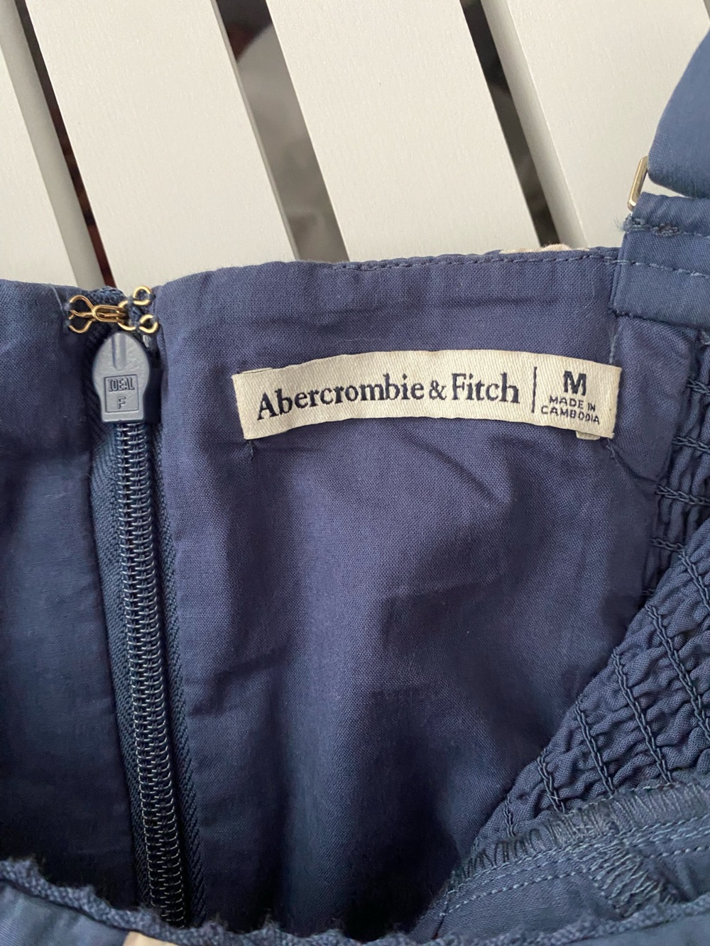 Abercrombie & Fitch Navy Blue Polka Dot Midi Dress - Picture 8 of 8